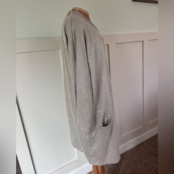 DONNI ribbed knit striped open Front Cardigan kimono one size  grande tall NWT - Picture 2 of 8
